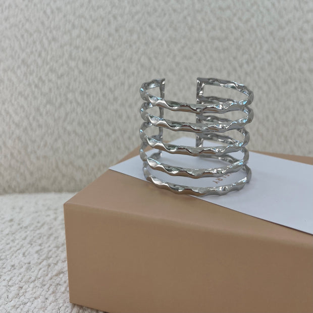 The Chrome Stripped Cuff Bangle - BERNA PECI JEWELRY