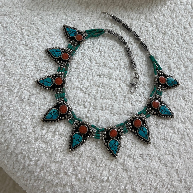 Turquoise Stone Beaded Necklace - BERNA PECI JEWELRY