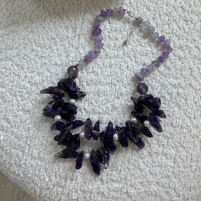 Amethyst Pearl Crystal Mix Necklace - BERNA PECI JEWELRY