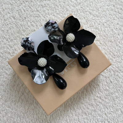 The Black Floral Earrings - BERNA PECI JEWELRY