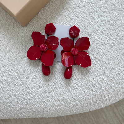 The Red Floral Earrings - BERNA PECI JEWELRY