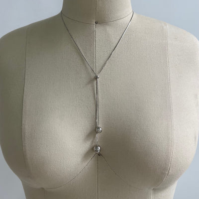 Adjustable Long Chrome Ball Necklace - BERNA PECI JEWELRY