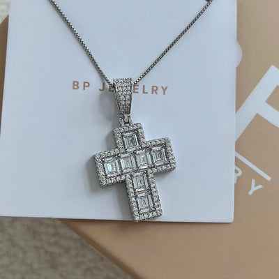 Mini Silver Square Cross - BERNA PECI JEWELRY