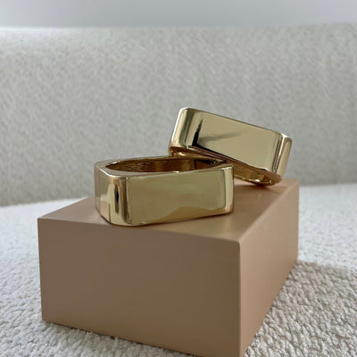 The Gold Thick Square Bangle - BERNA PECI JEWELRY