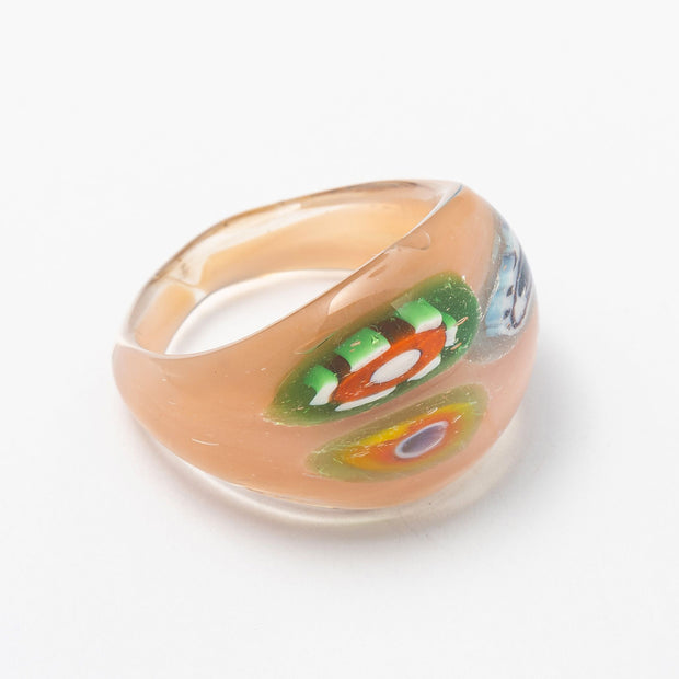 Peach Floral Glass Ring - BERNA PECI JEWELRY