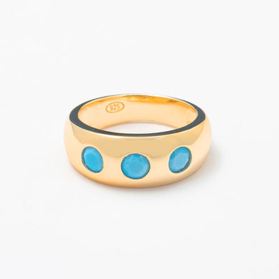 Gold Turquoise Solid Band - BERNA PECI JEWELRY