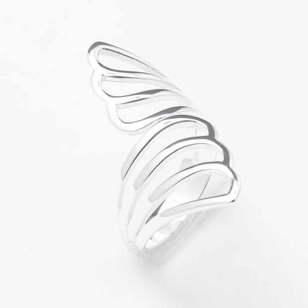 Silver Chrome Wing Band - BERNA PECI JEWELRY