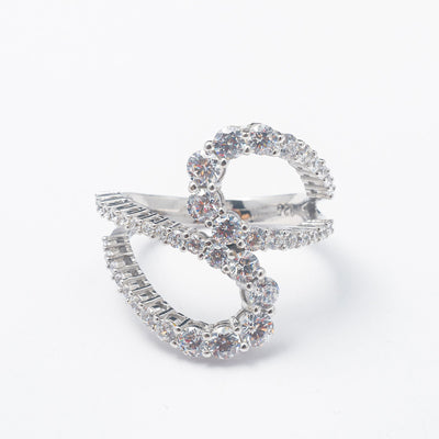 Silver Abstract Crystal Water Band - BERNA PECI JEWELRY