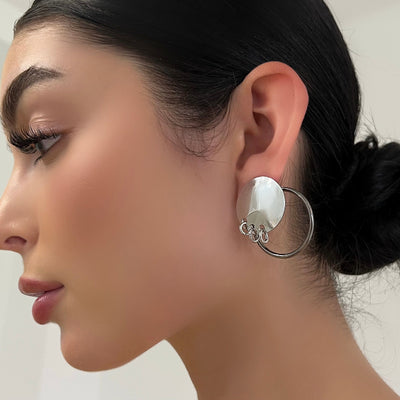The Chrome Circular Studded Earrings - BERNA PECI JEWELRY
