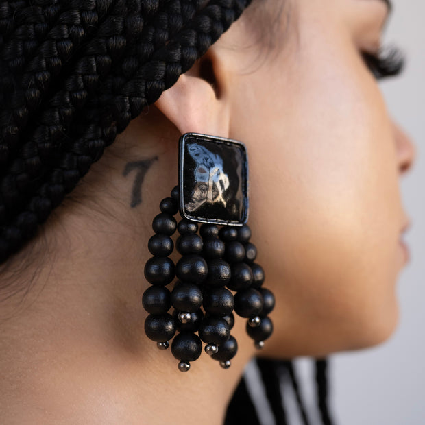 Black Tropical Beaded Earrings - BERNA PECI JEWELRY
