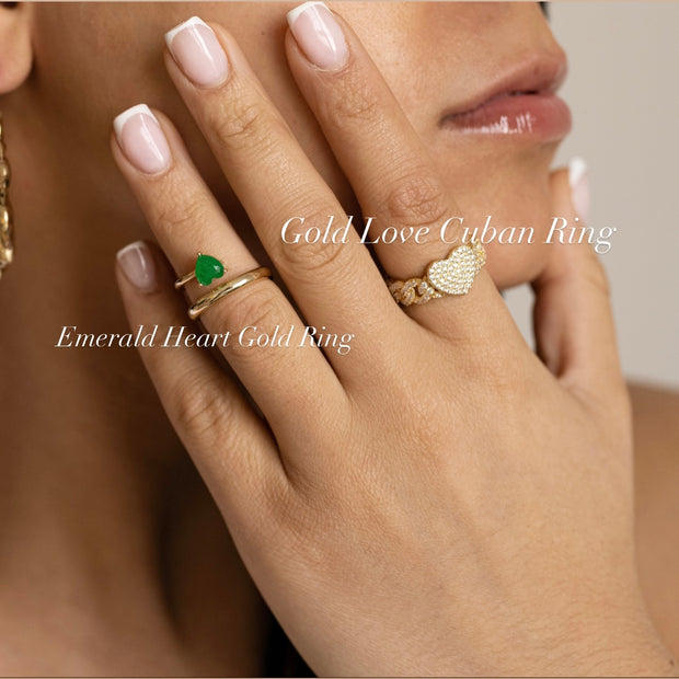 Emerald Heart Gold Wrap Ring - BERNA PECI JEWELRY