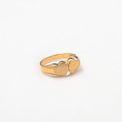 Double Heart 10K Solid Gold Ring - BERNA PECI JEWELRY