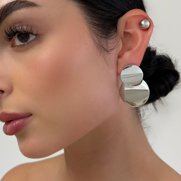 The Chrome Circular Double Earrings - BERNA PECI JEWELRY