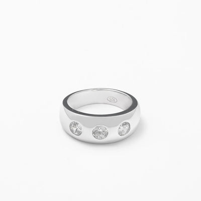 Silver Crystal Solid Band - BERNA PECI JEWELRY