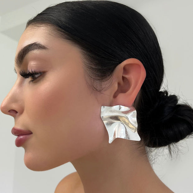 The Silver Folded Paper Earrings - BERNA PECI JEWELRY