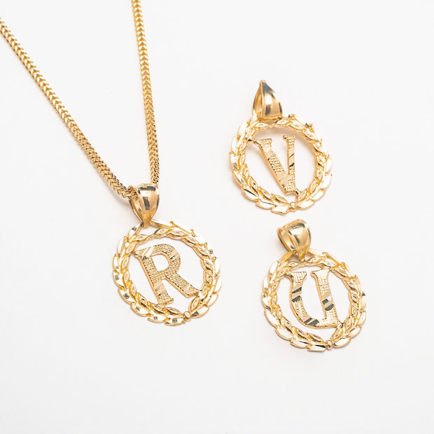 Circular 10K Solid Gold Initial Necklace - BERNA PECI JEWELRY