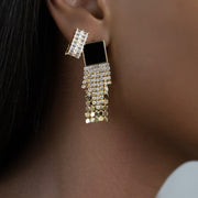 Gold Crystal Double Cuff Earring