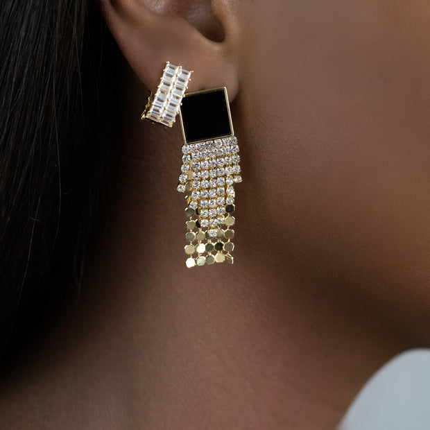Gold Crystal Double Cuff Earring - BERNA PECI JEWELRY