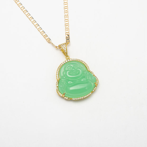 Large Jade Buddha Necklace - BERNA PECI JEWELRY