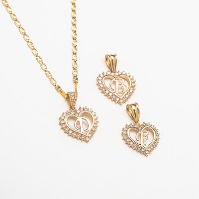 Crystal Self Love 10k Solid Gold Initial Necklace - BERNA PECI JEWELRY