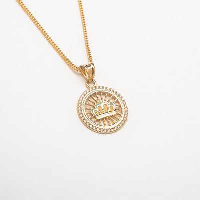 10K Solid Gold Crown Necklace - BERNA PECI JEWELRY