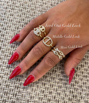 Iced Out Gold Lock Ring - BERNA PECI JEWELRY