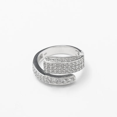 Silver Iced Out Cuff Ring - BERNA PECI JEWELRY