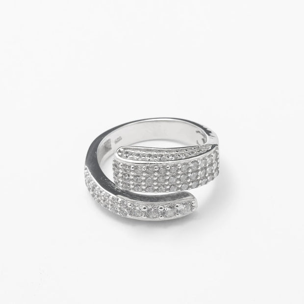 Silver Iced Out Cuff Ring - BERNA PECI JEWELRY