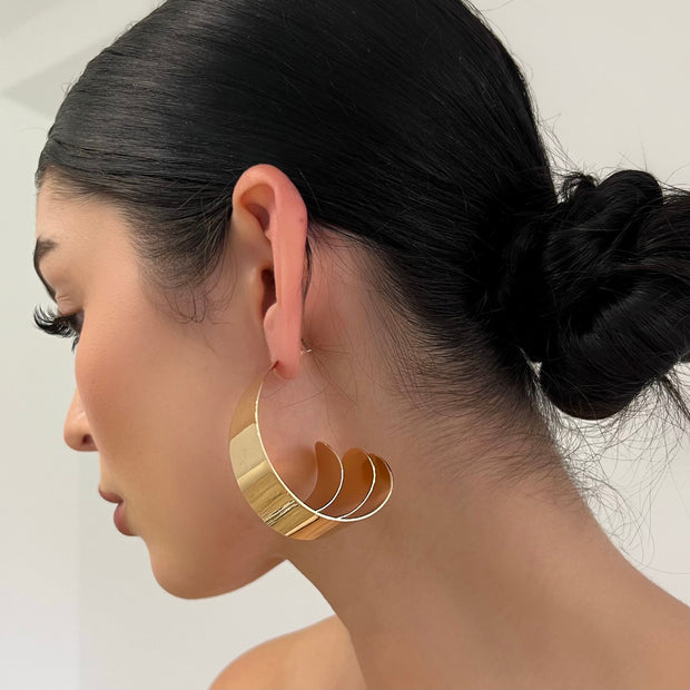 The Large Gold Layered Hoops - BERNA PECI JEWELRY