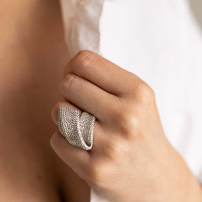 Icy Silver Crystal Wrap Ring - BERNA PECI JEWELRY
