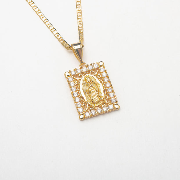 Square Protection Gold Necklace - BERNA PECI JEWELRY