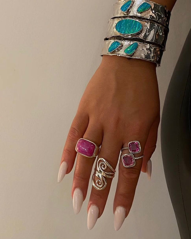 Solid Authentic Pink Crystal Ring - BERNA PECI JEWELRY