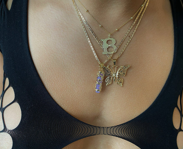 Lavender Melted Gold Pendant - BERNA PECI JEWELRY