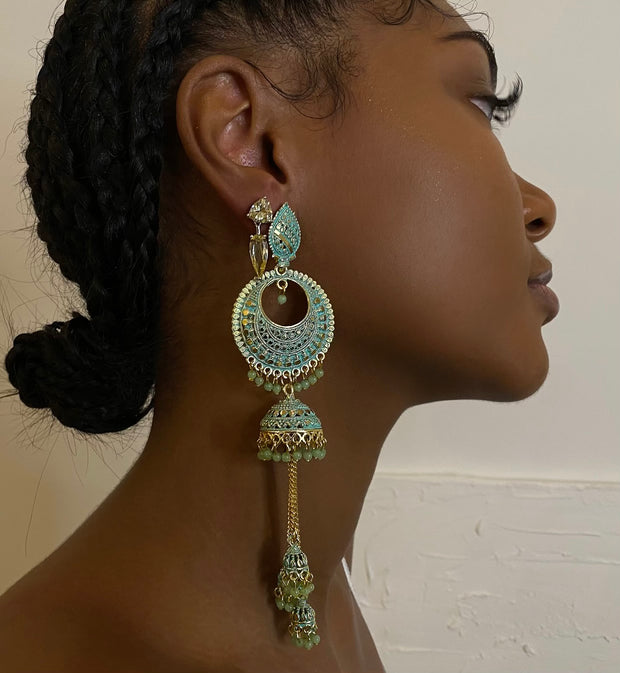Long Turquoise Beaded Earrings - BERNA PECI JEWELRY