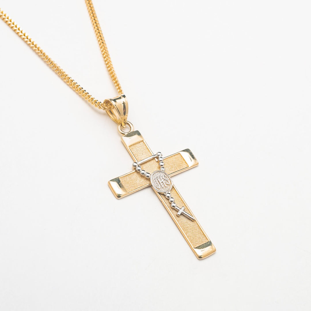 10K Solid Gold Rosary Cross Necklace – BP