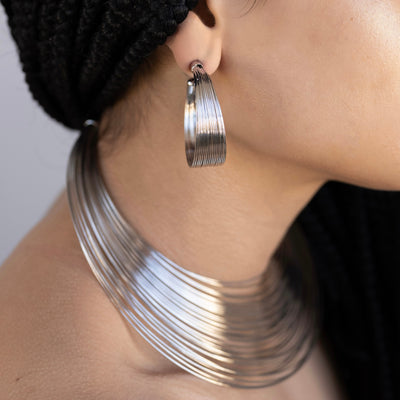 Silver Cuff Earring Necklace Set - BERNA PECI JEWELRY
