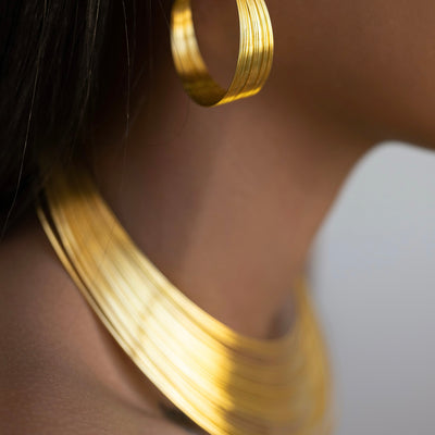 Gold Cuff Earring Necklace Set - BERNA PECI JEWELRY