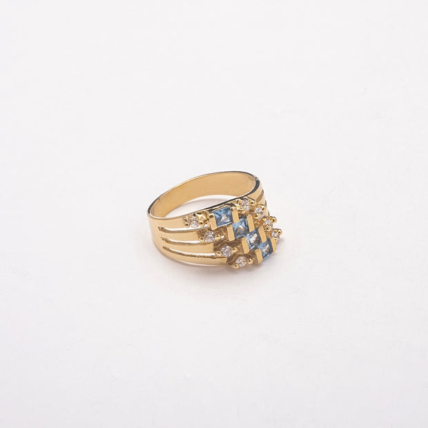 New Statement Baby Blue 10K Solid Gold Ring - BERNA PECI JEWELRY