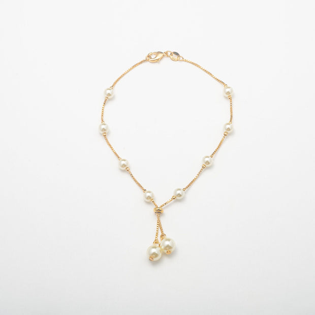Gold Pearl Adjustable Anklet - BERNA PECI JEWELRY