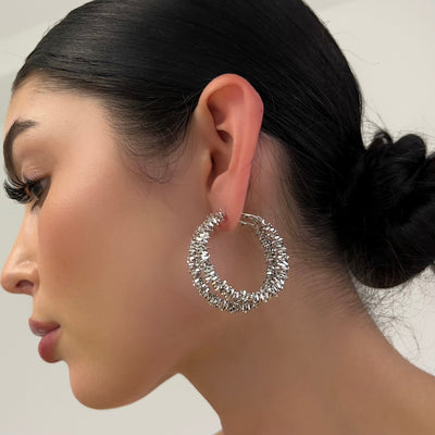 The Silver Crystal Hoops - BERNA PECI JEWELRY