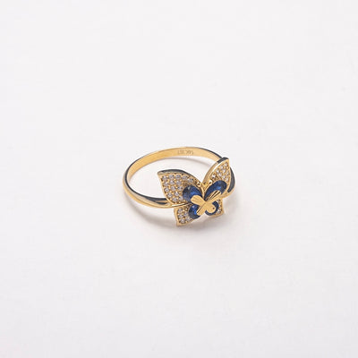 New Single Sapphire Butterfly 10K Solid Gold Ring - BERNA PECI JEWELRY