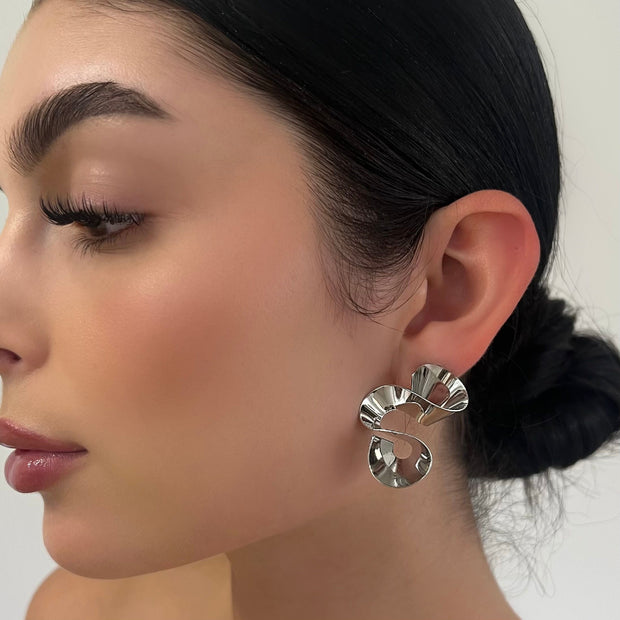 The Chrome Swirl Ribbon Earrings - BERNA PECI JEWELRY