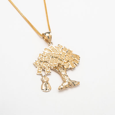 10K Solid Money Tree Gold Necklace - BERNA PECI JEWELRY