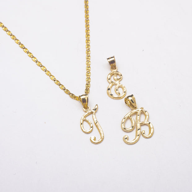 New Cursive 10K Solid Gold Initial Necklace - BERNA PECI JEWELRY