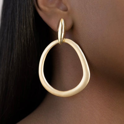 Gold Abstract Oval Hoops - BERNA PECI JEWELRY