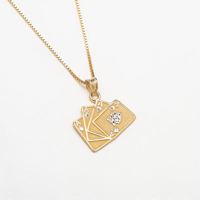 10K Solid Gold Ace Necklace - BERNA PECI JEWELRY