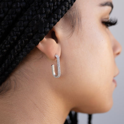 Silver Crystal Pin Earrings - BERNA PECI JEWELRY