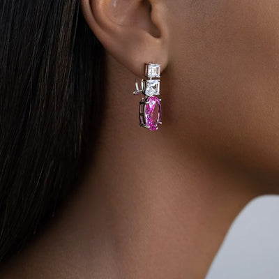 The Elegant Pink Crystal Earrings - BERNA PECI JEWELRY