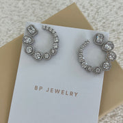 The Silver Crystal Loops Earrings - BERNA PECI JEWELRY