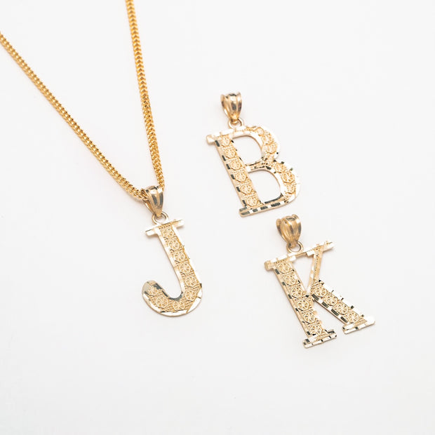 Medium Vintage 10K Solid Gold Initial Necklace - BERNA PECI JEWELRY